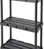 Gracious Living 3 Shelf Knect-A-Shelf Solid Light Duty Storage Unit 12 x 24 x 33" Organizer for Home, Garage, Basement & Laundry, Black