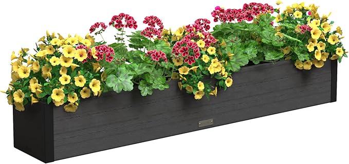 Mayne Vista 5ft Modern Window Box Planter with Panel Design and Drainage Hole