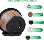 Quarut 4 Pack 12 inch Plant Pots,Whiskey Barrel Planters with Drainage Holes & Saucer,Plastic Decoration Flower Pots Retro Design,Planters for Outdoor Indoor Garden Home Plants (Brown)