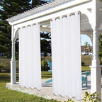 BONZER Outdoor Waterproof Curtains for Patio Privacy Grommet Light Filtering Outside Curtains for Gazebo, Porch, Pergola, Pavilion, 1 Panel, 84W x 95L inch, White