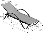 Shintenchi Patio Chaise Lounge Set of 2, Pool Chaise Lounge with Arm,Outdoor Lounge Chair with 5 Adjustable Backrest,Sunbathing Recliner,Beach Chair,Pool Chairs,Light Grey