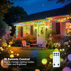 Outdoor String Lights Battery Powered, 22ft 20 LED Bulbs Hanging Patio Lights Dimmable w/Timer & Remote, Globe Bulb Shatterproof Waterproof for Outdoor Indoor Decor - Warm White & Multicolor