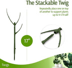 Stackable Plant Support Stakes, Indoor & Outdoor Houseplant Stem Support, Garden Accessories, Trellis Alternative for Climbing & Potted Plants - Monstera (Dark Green), 10 Pack, 17" L