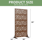 Casaphoria Metal Privacy Screen Outdoor, 60" H x 30" W Freestanding Decorative Privacy Screen for Patio Deck Balcony Garden with Stable Base, Brown-Star
