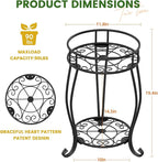 TOSKING 2 Tier Metal Plant Stand Indoor Outdoor , Rustproof Stable Plant Stands Multiple Plant Rack Holder Flower Pot Stand for Living Room Balcony Garden Patio Bedroom (Black, 19.5)
