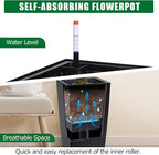 30 Inch Tall Self Watering Planters Set of 2, Outdoor Plant Pots with Automatic Watering System, Water Level Monitor, Drainage, Wheels & Inner Bucket, for Front Porch & Indoor Plants Black