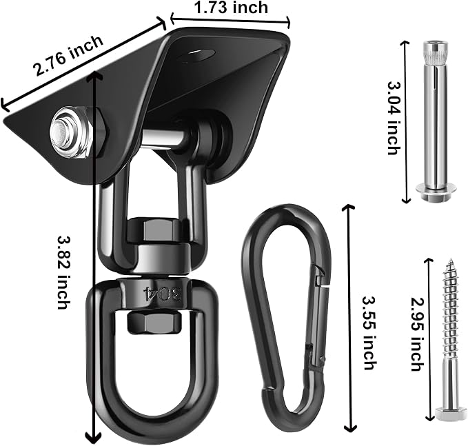 Hammock Chair Hanging Kit, 304 Stainless Steel 360° Swivel, 1200 lb