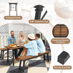 Tangkula 59" Narrow Outdoor Dining Table for 4-6, No Assembly Foldable Patio Dining Table with Acacia Wood Top & Heavy Duty Metal Frame, Portable Table for Yard, Garden, Poolside or Indoor (Natural)