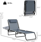 Outsunny Folding Chaise Lounge Chair Set of 2, Patio Sun Tanning Chair, Outdoor Chaise Lounger with 4-Position Reclining Back, Breathable Mesh Seat for Beach, Poolside, Gray