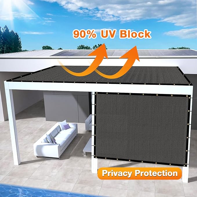 Artpuch Outdoor Pergola Shade Cover 13x17 FT Sun Shade Cloth with Grommets Dark Grey 90% UV Protection Canopy Patio Privacy Screen (Customized Available)