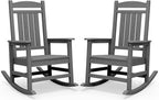SERWALL Outdoor Rocking Chair Set of 2, HDPE Patio Rocking Chair, All-Weather Porch Rocker for Balcony, Yard, Dark Gray