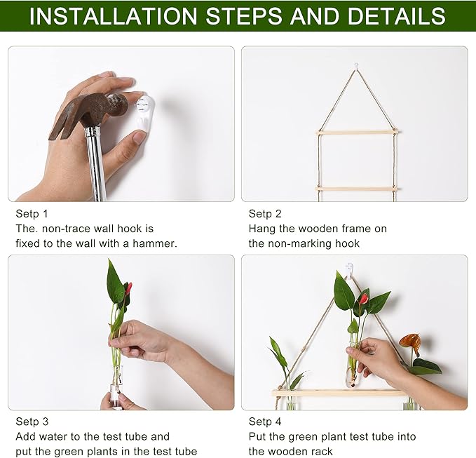 Terrarium Propagation Station with 16 Glass Test Tubes, Beige Wood Stand