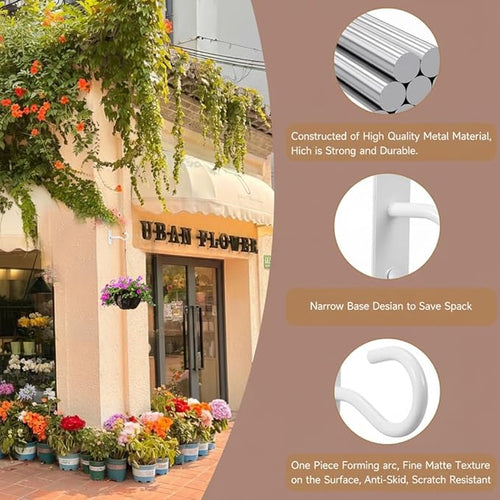 2Pack 4Inch Ceiling Hooks for Hanging Plant, Hanger for Indoor and Outdoor Plant Pots Holder, Wall Hook for Planters, Flower Basket, Wind Chimes, Lanterns, Lights, Bird Feeders, Home Decor-White
