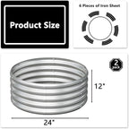 2x2x1ft(2 Pack) Galvanized Round Raised Garden Bed,Outdoor Planter Box Metal Patio Kit Planting Bed for Vegetables Flowers Herb,Silver