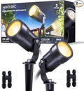 HIBOITEC LED Low Voltage Landscape Spotlights，IP65 Waterproof Outdoor Spot Lights for Yard, Plant, Lawn, Tree, Flags, House, Garden, Pathway, 2900K Warm White, 2 Pack