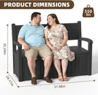 EasyUp 80 Gallon Wood Grain Style Outdoor Storage Bench, Waterproof and Lockable Deck Box Outdoor Storage Furniture for Patio,Garden,and Porch – Perfect for Storing Garden Tools and Cushions(Black)
