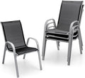 Giantex Set of 4 Patio Chairs, Stackable Outdoor Dining Chairs, 330 LBS Capacity, All Weather Resistant, Heavy Duty Rustproof Metal Armchairs, Lawn Chairs for Front Porch Yard Pool Garden