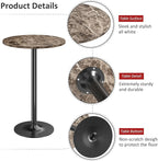 Furmax Bistro Pub Table Round Bar Height Cocktail Table for Home Bar, Round Bar Tables for Party, Dining Room, Living Room and Wedding, Metal Base MDF Top Obsidian, 40.6 Inch Height (1, Faux Marble)