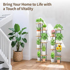 LASZOLA Black 6 Tiered Wood Plant Stand Indoor for Larger Heavy Duty Planter, Sturdy Multi Level Vertical Flowers Racks for Narrow Inside Floor, Decorate Shelving for Hold House Tree, Space Saving
