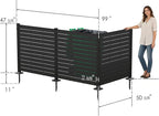 Kozyard 50" W x 48" H Outdoor Privacy Screens Aluminum Post, Air Conditioner Fence Panels, Pool Equipment Enclosure, Trash Can Screens Fence Kit for Outside Backyard Patio(Black/3Panels)
