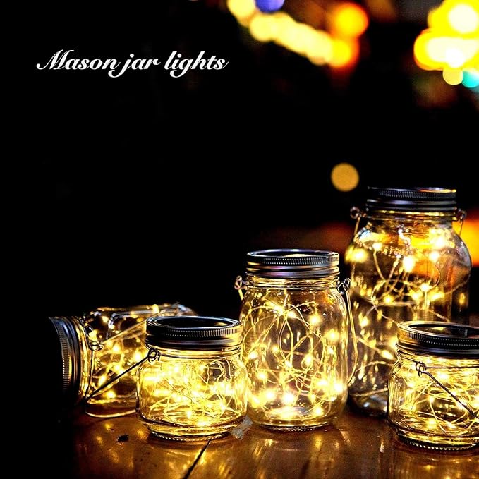 Solar String Lights for Mason Jars, 12 Pack, 30 LED Warm White