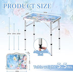 Outdoor Side Table, Portable 3 Adjustable Height Small Outdoor Folding Table, Aluminum Foldable Patio Side Tables for Outside Indoor, Plant Stand Coffee End Table for Garden, Balcony(Provence Dreams)