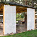 SpaceDresser Waterproof Outdoor Sheer Curtains for Patio - 2 Panels Rod Pocket Indoor Voile Sheer Curtain for Living Room,52W x 96L inch, White