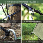 Miztli Camping Hammock with Net and Rain Fly, Portable Lightweight Outdoor Hammock Tree Travel Backpacking Hammock Tent with 20Ft(Total) Tree Straps, Perfect for Camping Hiking Yard Adventure Survival