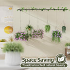 Plant Hanger Indoor 63 inch, Metal Planters Hanging Rod with 6 Hanging Chains & Hooks, Wall Plant Holder for Indoor Plants, Window, Ceiling, Black, Pots Not Included