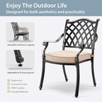 7-Piece Cast Aluminum Patio Furniture, Patio Dining Set for 6 Include 59" Rectangular Outdoor Dining Table, 4 Stackable Chairs & 2 Swivel Chairs with Cushions & Umbrella Hole(Bronze)