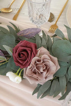 Artificial Flowers Garland, 6ft Eucalyptus Willow Vine in Dusty Rose