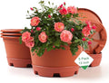 Outdoor Flower Pots 5 Packs 13 inch pots for Plants Modern Decorative Garden Pot with Saucer, Lightweight Large Resin Planters for Indoor Plants,Decorative Resin Plant pots