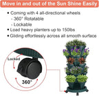 GameXcel Vertical Planter 5 Tier Stackable Planters Garden Planters Strawberry Herb Flower and Vegetable Planter Indoor Outdoor Gardening Pots with Removable Wheels and Tools