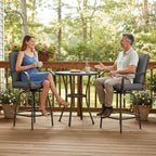 Patio Swivel Bar Stools Set of 2, Outdoor Bar Height Swivel Chairs with Cushions for Garden Balcony Backyard, Grey