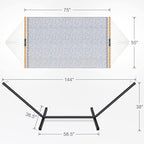 Two Person Hammock with Stand for Outside Heavy Duty, Outdoor Patio Hammock with Portable Steel Stand, Large Double Hammocks with Quick Dry Textilene Fabric,480lbs Capacity.(Grey White)