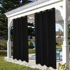 BONZER Waterproof Outdoor Curtains for Patio Porch Pergola Cabana Light Filtering Privacy Grommet Indoor Curtain Panels for Bedroom Living Room, 1 Panel, 54W x 108L inch, Black