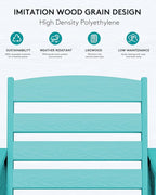 SERWALL Balcony Adirondack Chairs and Table 3 Pieces Set, Adirondack Bar Height Chairs Set of 2 and Bar Table, Outdoor Bar Stools Set for Bistro, Poolside, Backyard, Aruba