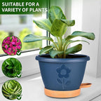 Plant Pots, Flower Pots for Indoor/Outdoor Plants, Self Watering Plastic Planters Pots with Drainage Holes, Saucer & Reservoir, Decorative Nursery Planting Pots(10 Inch Set of 4)