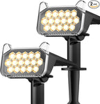 WdtPro Solar Spot Lights Outdoor Waterproof, Bright Solar Lights Outdoor with 16 Extra-Large LEDs, 3 Modes Landscape Spotlights, 2-in-1 Solar Powered Light for Yard Flag Garden, 2 Pack, Warm White