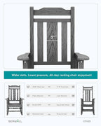 SERWALL Outdoor Rocking Chair Set of 6, Patio Rocking Chair Sets, HDPE Rocking Chair for Adults, Gray