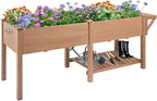Raised Garden Bed with Legs Outdoor,Elevated Garden Box,Storage Shelf, Protective Liner for Backyard,Patio,Balcony,80x23x30in (Brown)
