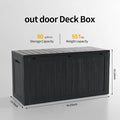 Deck Box, 80 Gallon Black Resin Lockable Waterproof Outdoor Storage