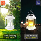 Solar Lantern Outdoor & Indoor Use – Hanging Solar Lights with Realistic Flickering Flameless Candle, Weatherproof for Gardens, Patios, Trees, and Lawns (White, 4 Pack)