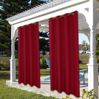 BONZER Outdoor Curtains for Patio Water Resistant Heavy Privacy Light Filtering Grommet Outside Curtains for Porch, Pergola, Gazebo, 1 Panel, 54W x 95L inch, Red