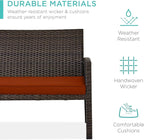 Conversation Set, 4-Piece Outdoor Wicker Patio Set with Coffee Table, Brown/Dark Rust