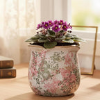 Ceramic Pots for Plants, Vintage Plant Pot with Drainage Hole, 6.11in. Planter for Indoor Plants, Crackle Glaze Finish Flower Pot, Perfect Tuscan Ceramic Planter for Gardening, Pastel Meadow