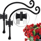 RTZEN Plant Hangers Indoor or Outdoor - Wrought Iron Metal Hanger Indoor Hook - Heavy Duty Wall Bracket Hooks for Hanging Plants Baskets Lanterns Wind Chimes - 2 Pack (Black Axe-Shape Hooks)