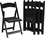 SIMPLEX 48 Black Resin Stackable Folding Chair - Comfortable Black Foldable Chair - Folding Chairs with Padded Seats - Indoor/Outdoor Folding Chairs for Events - Lightweight Foldable Chairs (48 Pack)
