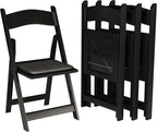 SIMPLEX 24 Black Resin Stackable Folding Chair - Comfortable Black Foldable Chair - Folding Chairs with Padded Seats - Indoor/Outdoor Folding Chairs for Events - Lightweight Foldable Chairs (24 Pack)