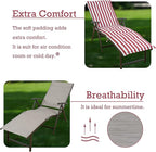 Kozyard Cozy Aluminum Reclining Lounge Chair - Perfect for Beach, Yard, Pool, Deck, Patio Outdoor Chaise Lounge with Drink Holder, Weather Free, Adjustable Assemble Free Red Strip
